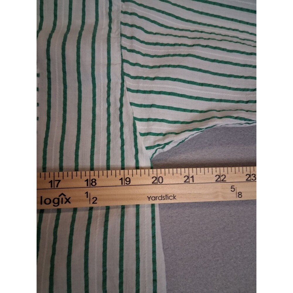 LOFT Green White Striped Button Down Shirt XS 100% Cotton Oversized Blouse - Picture 5 of 8